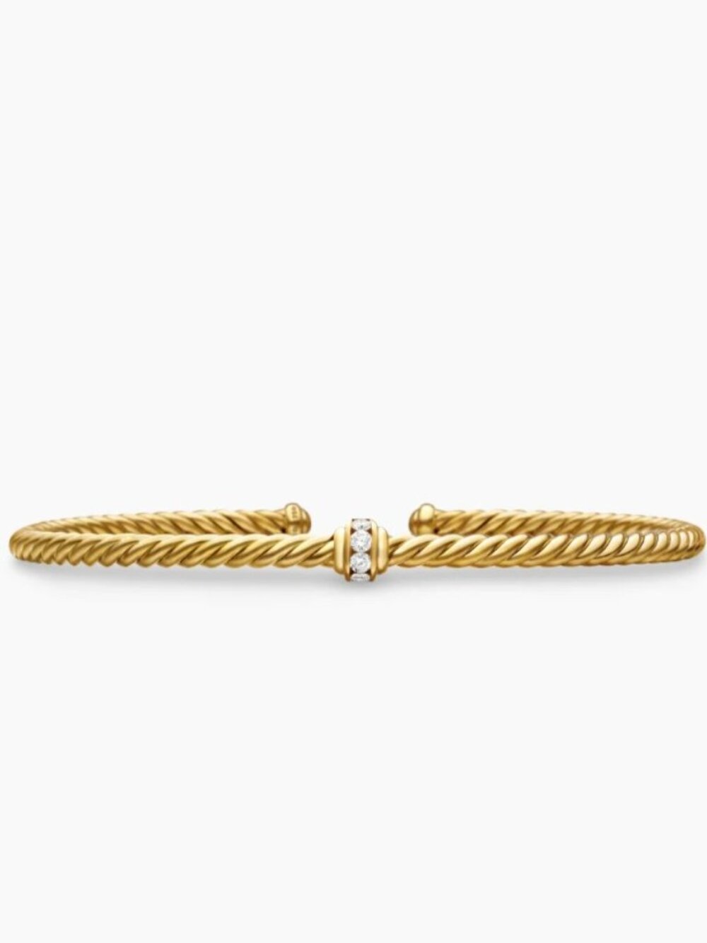 🧸🧸🧸David Yurman 3mm gold beaded white diamond bracelet